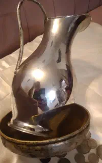 پارچ وکاسه برنجی قدیمی
