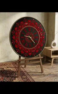 ساعت دیواری ساخته شده با تکسچر و پودر مخمل