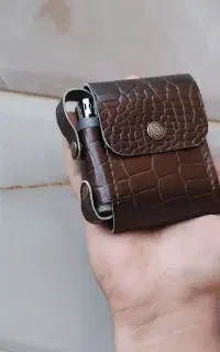 کیف سیگار و فندک کمری چرم طبیعی گاوی دستدوز