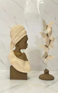 گلدان مجسمه دختر پلی استر و سنگ مصنوعی دکوری