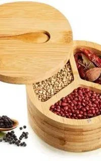 بانکه جا ادویه تمام بامبو درب مگنتی قاشق دار