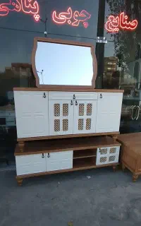 آینه کنسول با میز تلویزیون مدل مارال صفحه دوبل