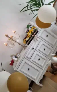 کنسول چوبی رنگ سفید صدفی