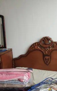 تخت خواب دو نفره چوب گردو و درآور