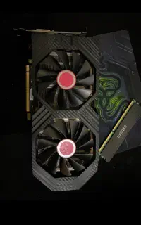 کارت گرافیک RX580 8G+ رم 8 گیگ+ مانیتور