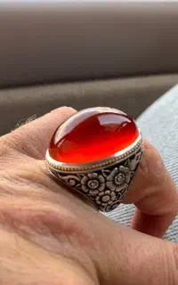 انگشتر عقیق  یمنی طلا نقره قائم فدیوم قلم
