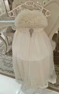 لباس عروس بچگانه با تور سر ساقدوش عروس و دوماد
