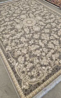 فرش ۱۲۰۰شانه طوسی طلایی طلاکوب