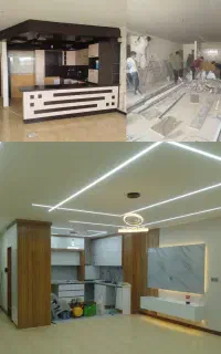 بازسازی کاغذ کناف رنگ کفپوش سرامیک لاین نوری اقساط