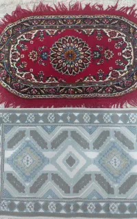 پادری فرش قرمز و پادری آبی طوسی فرشینه سالم شیک