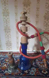 قلیان چوبی با شلنگ چرم طبیعی