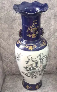 گلدان چینی سرمه ای قدیمی