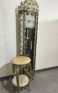 ساعت ایستاده برنز و میز تلفن برنز سنگ مرمر