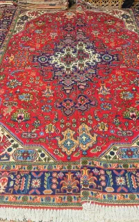 جفت قالی ۶متری دستباف آذرشهر تبریز با نقوش هندسی