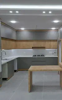 کابینت طوسی طرح چوب دلآرام