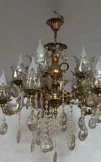 لوستر برنجی پنج شاخه ده شعله