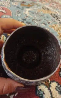 قندان قلم زنی شده مسی روکش قلع
