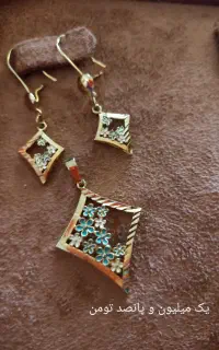 گوشواره نیم ست استیل و ژوپینگ