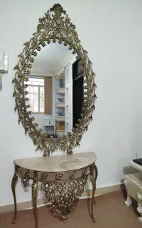 آینه و شمعدان برنز