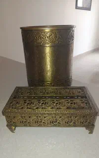 ست سطل زباله و جا دستمالی فلز نو