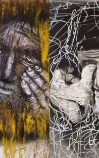 تابلو نقاشی سیاه قلم طرح چهره