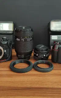 دو عدد دوربین آنالوگ Nikon f 501 با لنز نیکون
