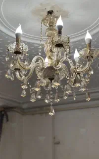 دو عدد لوستر کریستال ۶ شاخه رنگ طلایی
