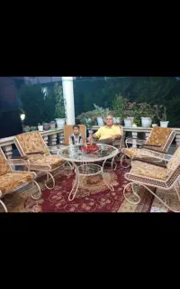 میز صندلی تراس آهنی با دوعدد میز وسط گرد