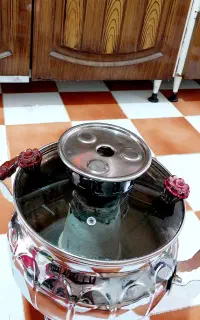 سماور درب شیشه ای همراه پارچ و سینی