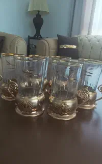 لیوان لب طلایی باگیره فلزی