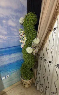 گل مصنوعی با گلدان سفالی
