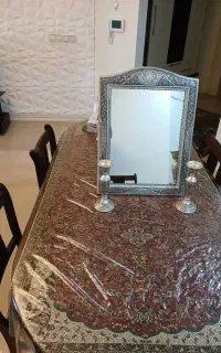 آیینه شمعدان برنز آبکاری نقره