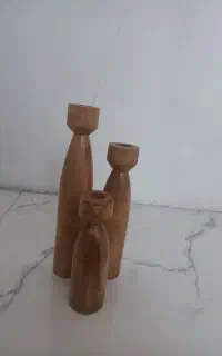 جا شمعی چوبی و اسب طلایی
