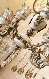 لوستر دوگل بزرگ استاتیک آنتیک ۴شاخه ۸لامپ بزرگ اصل