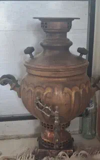 سماور زغالی برنجی قدیمی روسی مارک دار
