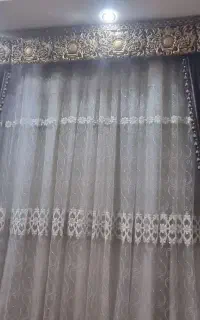 پرده حریر با پنل مخمل