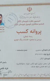 کارشناسی تشخیص رنگ خودرو ( ثابت و سیار )