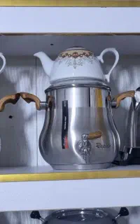 کتری برقی و کتری قوری استیل دسته چوبی