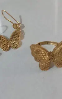 طلا نیم ست پروانه گوشواره و انگشتر
