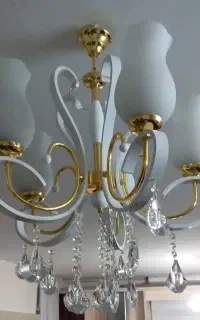 لوستر پنج شاخه با آویز کریستالی