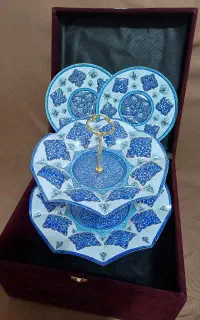 شیرینی خوری مینا کاری دو طبقه مس