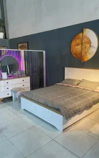 سرویس خواب دونفره ۱۶۰ شیک با میز آرایش دایره