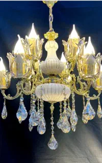 لوسترسازی اسکای برنجی و سرامیکی4+6شعله سرپیچeyr41o