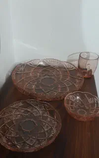 کاسه وبشقاب میوه خوری بلوررنگی ایرانی نو