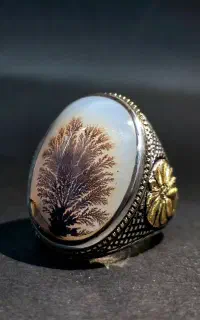 انگشتر تک درخت شجر طلا و نقره