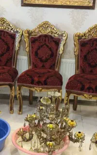 ۱۰ صندلی سلطنتی با میز غذا خوری منبت کاری۸ نفره