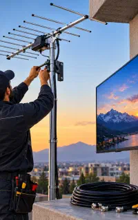 نصب و تنظیم آنتن و گیرنده / نصاب براکت و TV