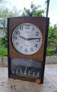 ساعت زنگی تاریخدار دیواری سکو ژاپن قدیمی کلکسیونی