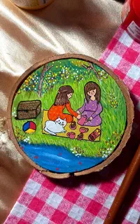 آموزش نقاشی با گواش روی چوب