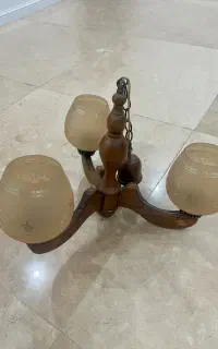 لوستر چوبی حبابی به همراه دیوارکوب